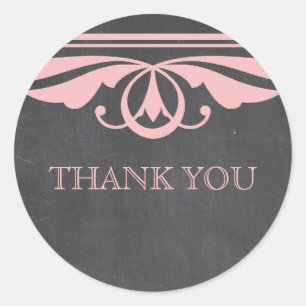 Pink Deco Chalkboard Thank You Stickers