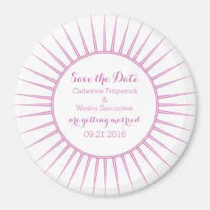 Pink Deco Retro Save the Date Magnet