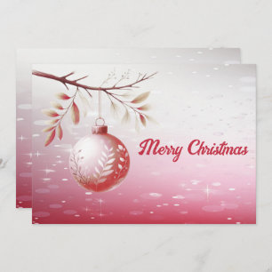 Pink Decorative Christmas Ball Holiday Card