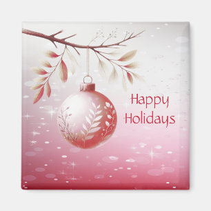 Pink Decorative Christmas Ball Holiday Magnet