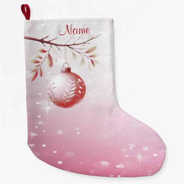 Pink Decorative Christmas Ball Holiday Stocking (Front)