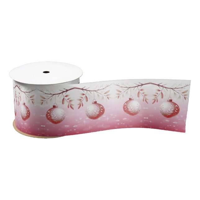 Pink Decorative Christmas Ball Satin Ribbon (Spool)