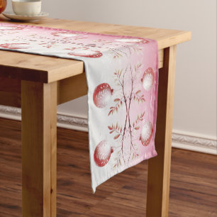 Pink Decorative Christmas Balls Table Runner
