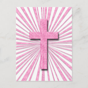 PINK DECORATIVE CROSS POSTCARD
