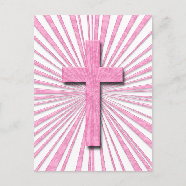PINK DECORATIVE CROSS POSTCARD (Front)