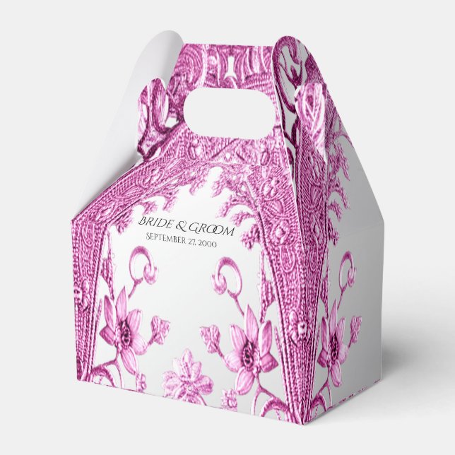 Pink Decorative Floral Favour Box (Front Side)