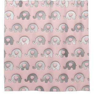Pink Delicate Baby Elephants Silver Grey