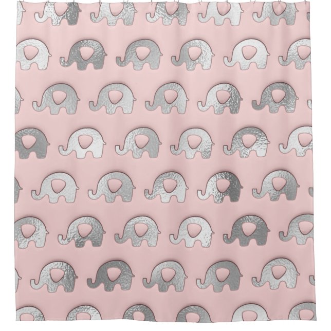 Pink Delicate Baby Elephants Silver Grey (Front)