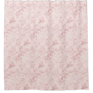 Pink Delicate Damask Motif Luxueux Douche Rideau