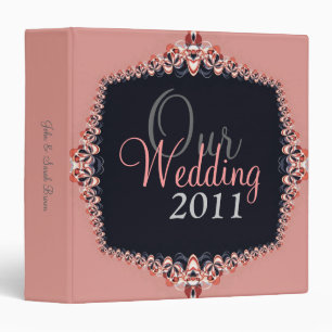 Pink Delicate Lace on Black Wedding Binder
