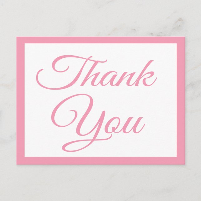 Pink Delight Thank You Greeting Postcard (Front)