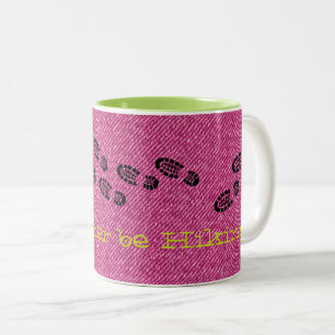 Pink Denim I'D RATHER BE HIKING Boots Outdoors Two-Tone Coffee Mug
