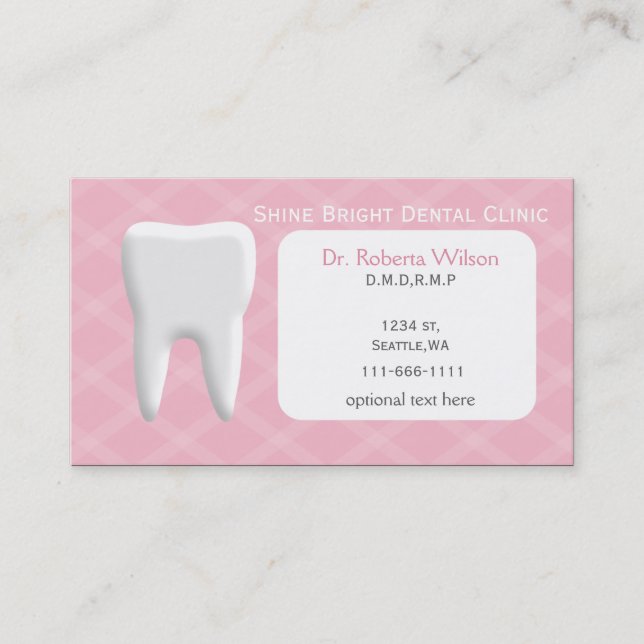 Pink Dental businesscards with appointment card (Front)