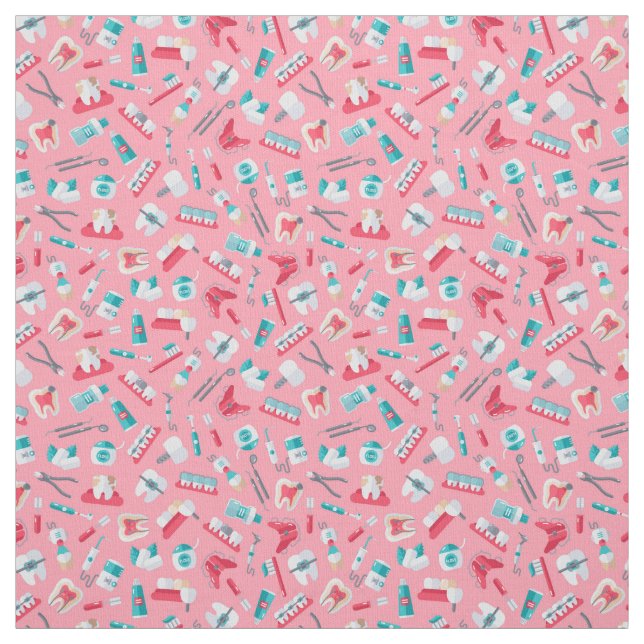 Pink Dental Pattern Fabric (Swatch)