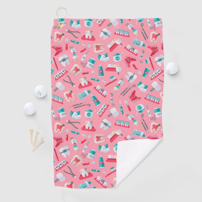Pink Dental Pattern Golf Towel (InSitu)