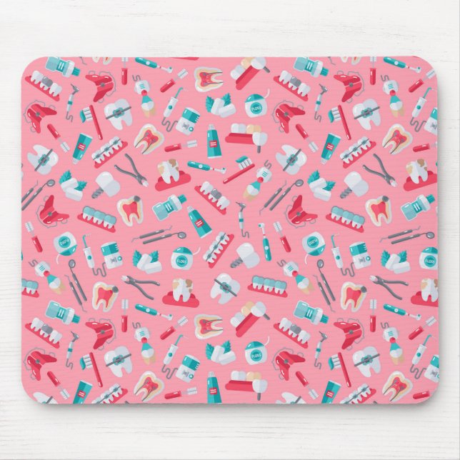 Pink Dental Pattern Mouse Pad (Front)