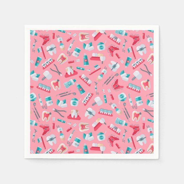 Pink Dental Pattern Napkin (Front)