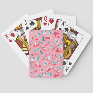 Pink Dental Pattern Playing Cards