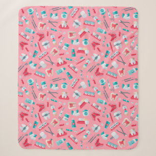 Pink Dental Pattern Sherpa Blanket