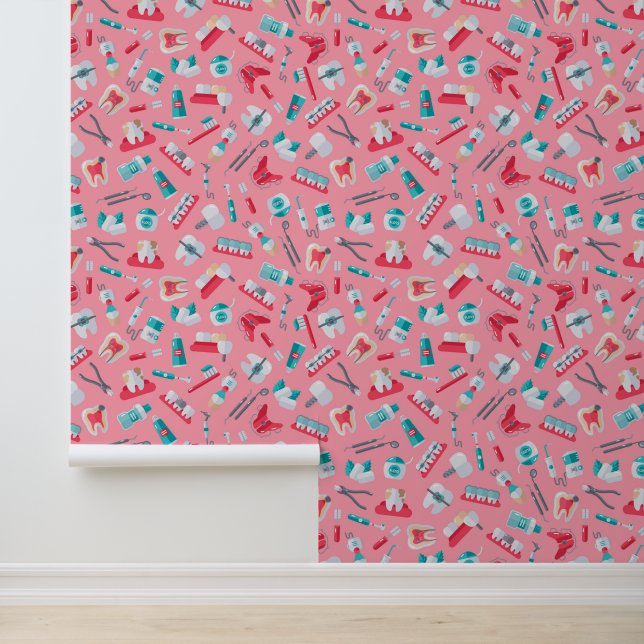 Pink Dental Pattern Wallpaper (Application)
