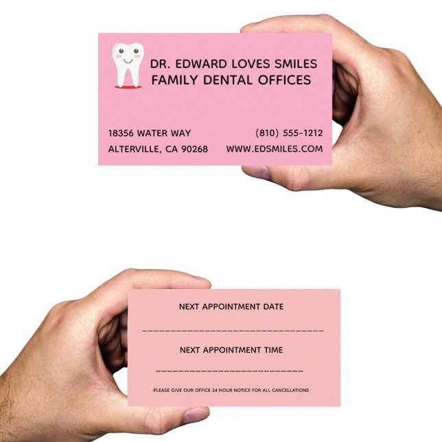 Pink Dentist Business Card - Dental Dentists Cards (Creator Uploaded)