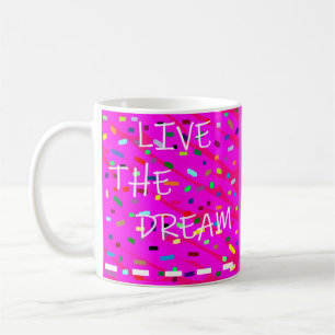 Pink design patterned text words uplifting white coffee mug