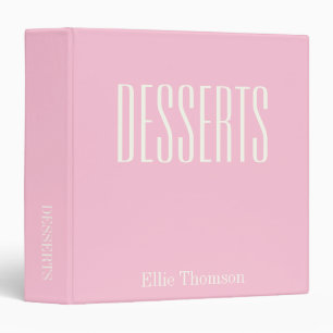 Pink Desserts Custom Name Personalized Baker Name Binder
