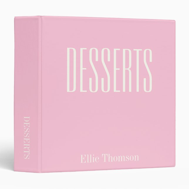 Pink Desserts Custom Name Personalized Baker Name Binder (Front/Spine)