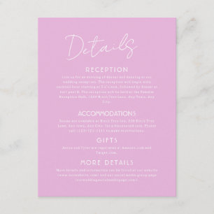 Pink Details Large Wedding Enclosure Card