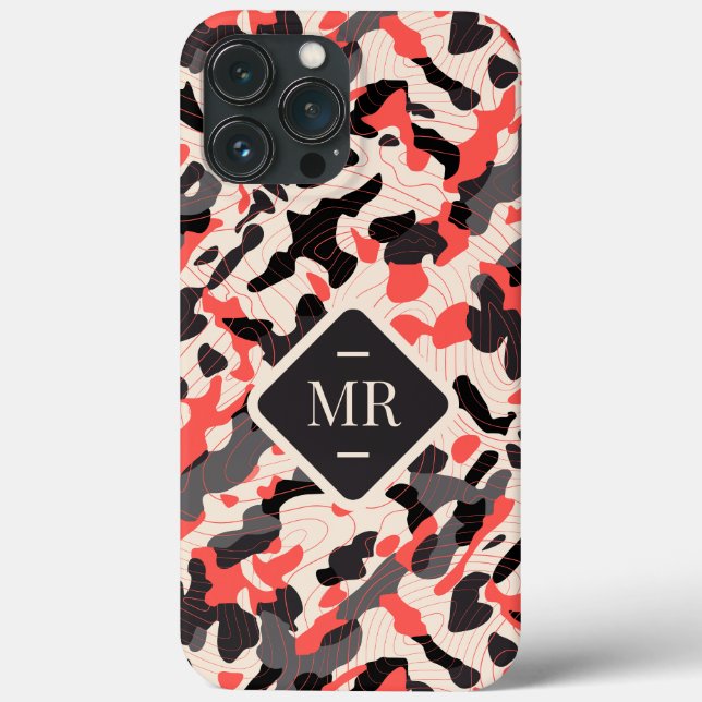 Pink Diagonal Camo with Label and Custom Initials Case-Mate iPhone Case (Back)