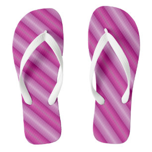 Pink Diagonal Stripes Flip Flops