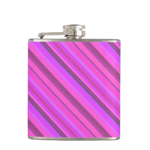 Pink diagonal stripes hip flask