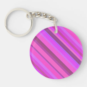 Pink diagonal stripes keychain