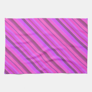 Pink diagonal stripes kitchen towel