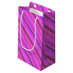 Pink diagonal stripes small gift bag
