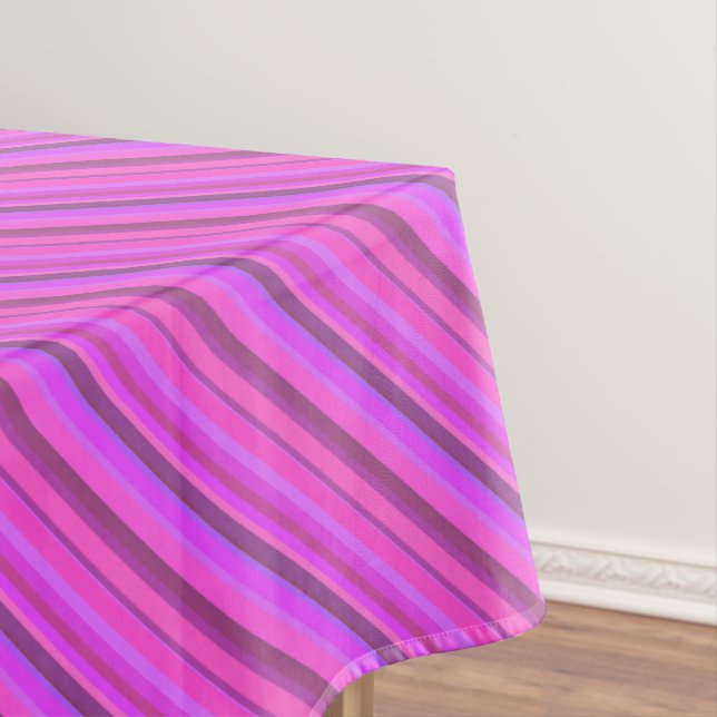 Pink diagonal stripes tablecloth (In Situ)