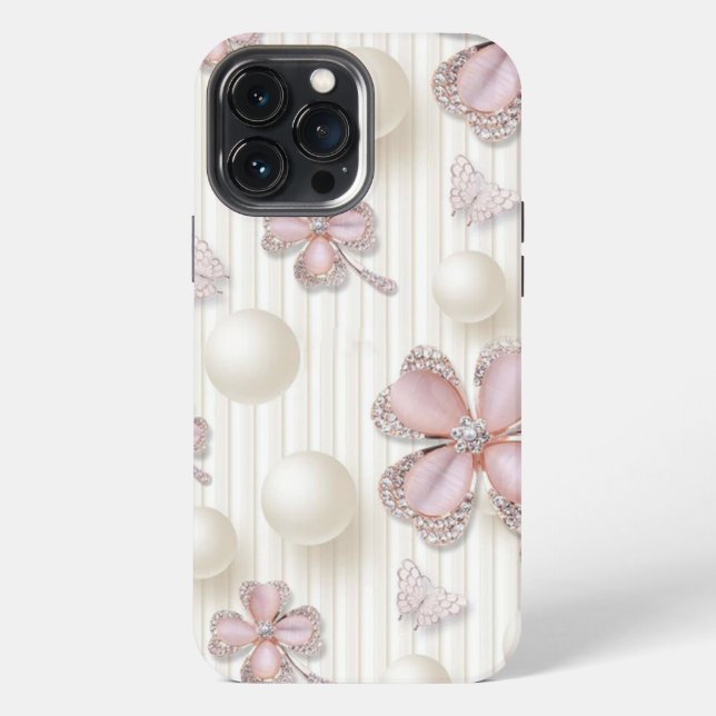 Pink diamond 4-leaf clovers iPhone case (Back)