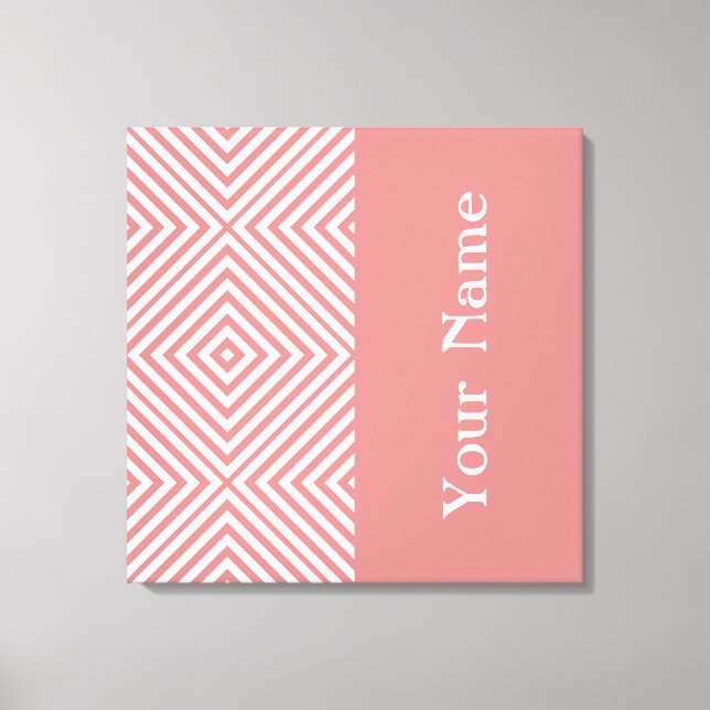 Pink Diamond Chevron w/ name @ Emporiomoffa Canvas Print (Front)