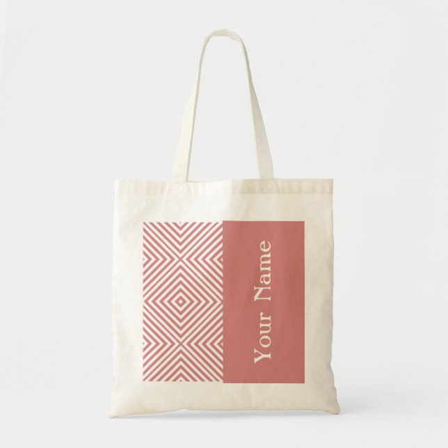 Pink Diamond Chevron w/ name @ Emporiomoffa Tote Bag (Front)