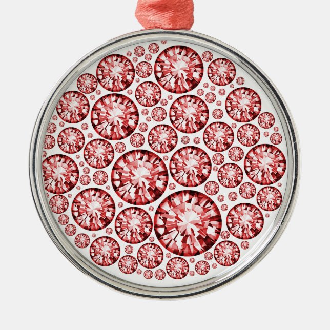 Pink Diamond Crusted Solitaires Metal Ornament (Front)