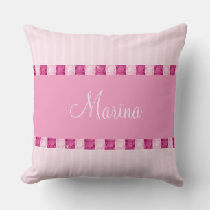 Pink Diamond Customizable Name Jewel Gem Bling Throw Pillow