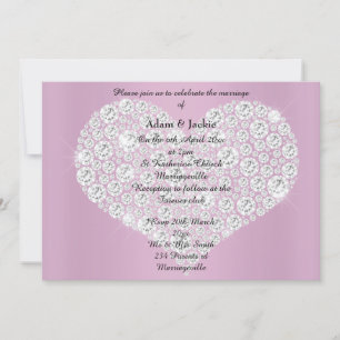 PINK DIAMOND HEART ELEGANT WEDDING Invitation