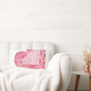 Pink Diamond Heart Gem LOVE YOU Valentine Lumbar Pillow