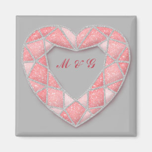 pink diamond heart magnet