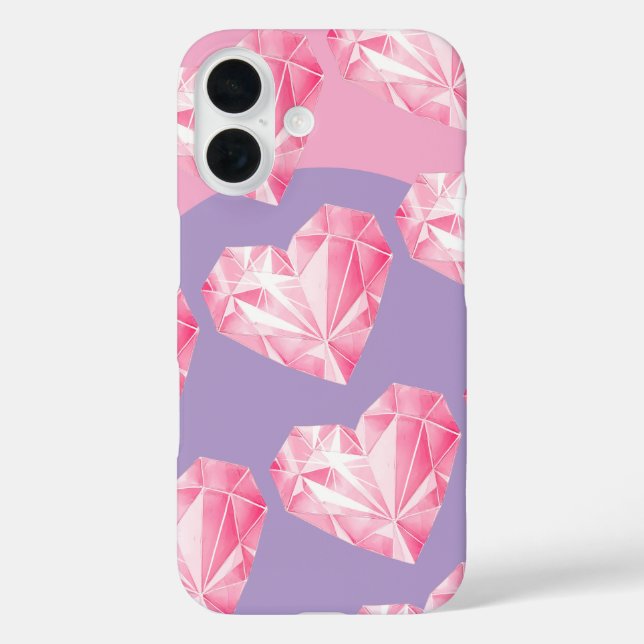 Pink Diamond Heart Pattern  – Cute & Stylish Case-Mate iPhone Case (Back)