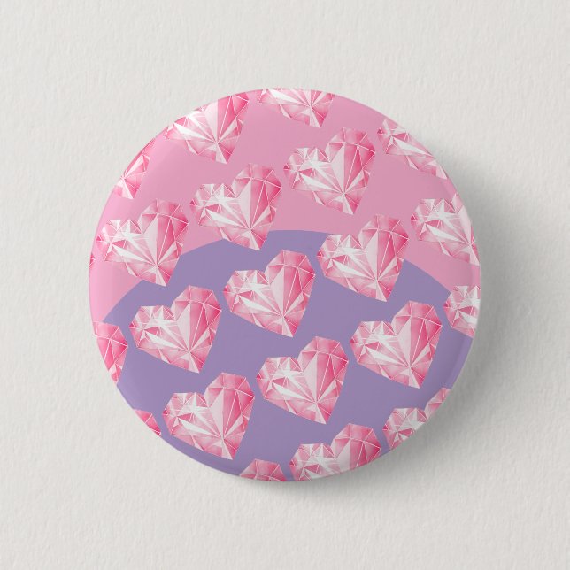 Pink Diamond Heart Pattern – Cute & Stylish Design 2 Inch Round Button (Front)