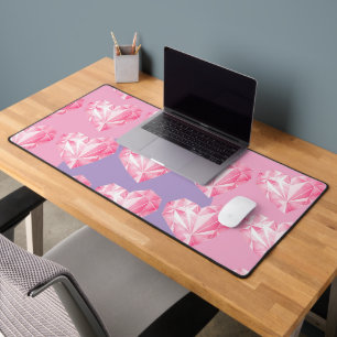 Pink Diamond Heart Pattern – Cute & Stylish Desk Mat
