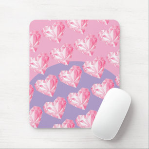 Pink Diamond Heart Pattern – Cute & Stylish Mouse Pad