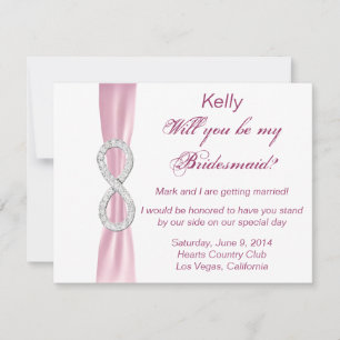 Pink Diamond Infinity Wedding Bridesmaid Card