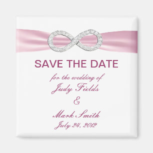 Pink Diamond Infinity Wedding Save The Date Magnet